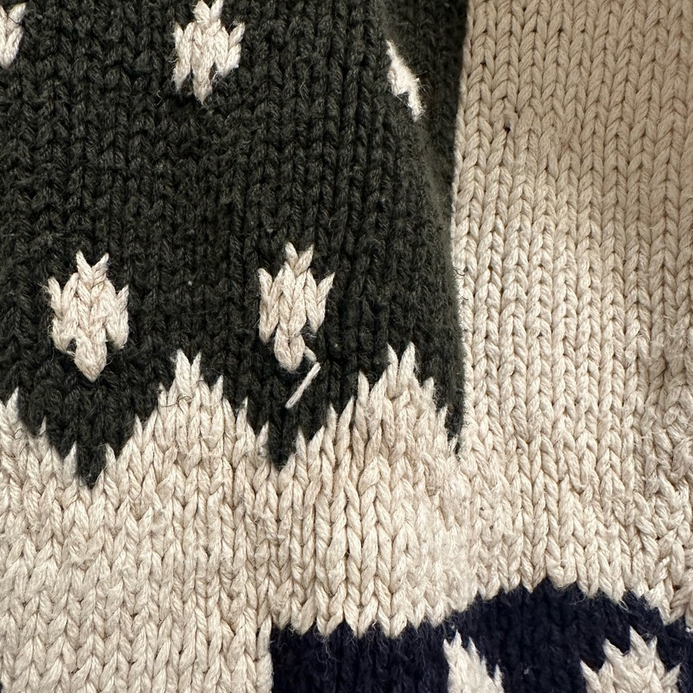 Vintage Chaps Ralph Lauren Hand-Knit Fair Isle Reindeer Sweater M Linen Cotton - Picture 9 of 9